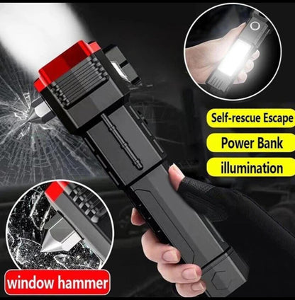 Rechargeable IPX6 LED Torch Light Black Red